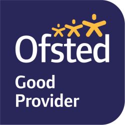 An Ofsted logo that is navy blue with white text. It says "Good Provider".